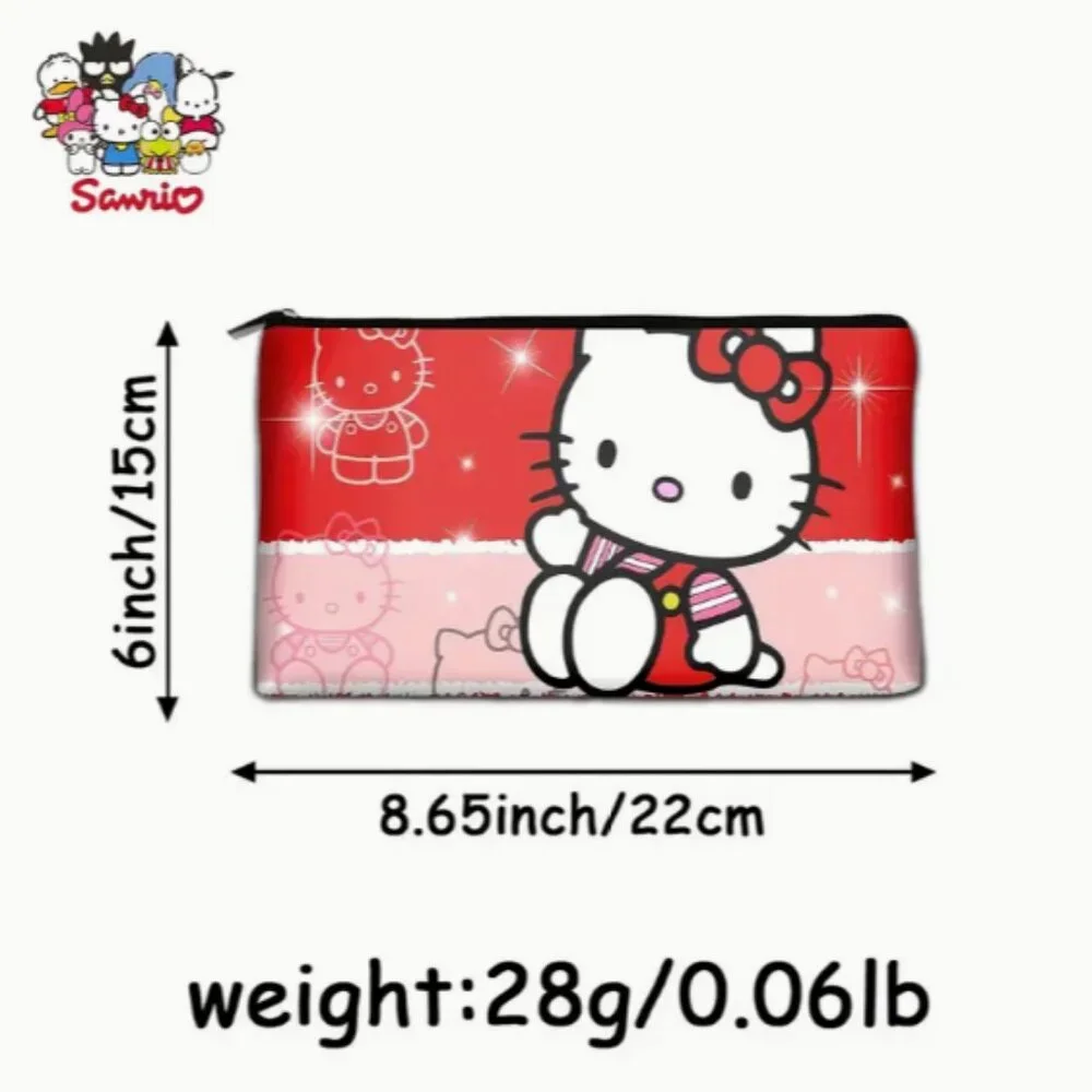 Hello Kitty Red Faux Sparkle Makeup Pencil Bag Sanrio NWT